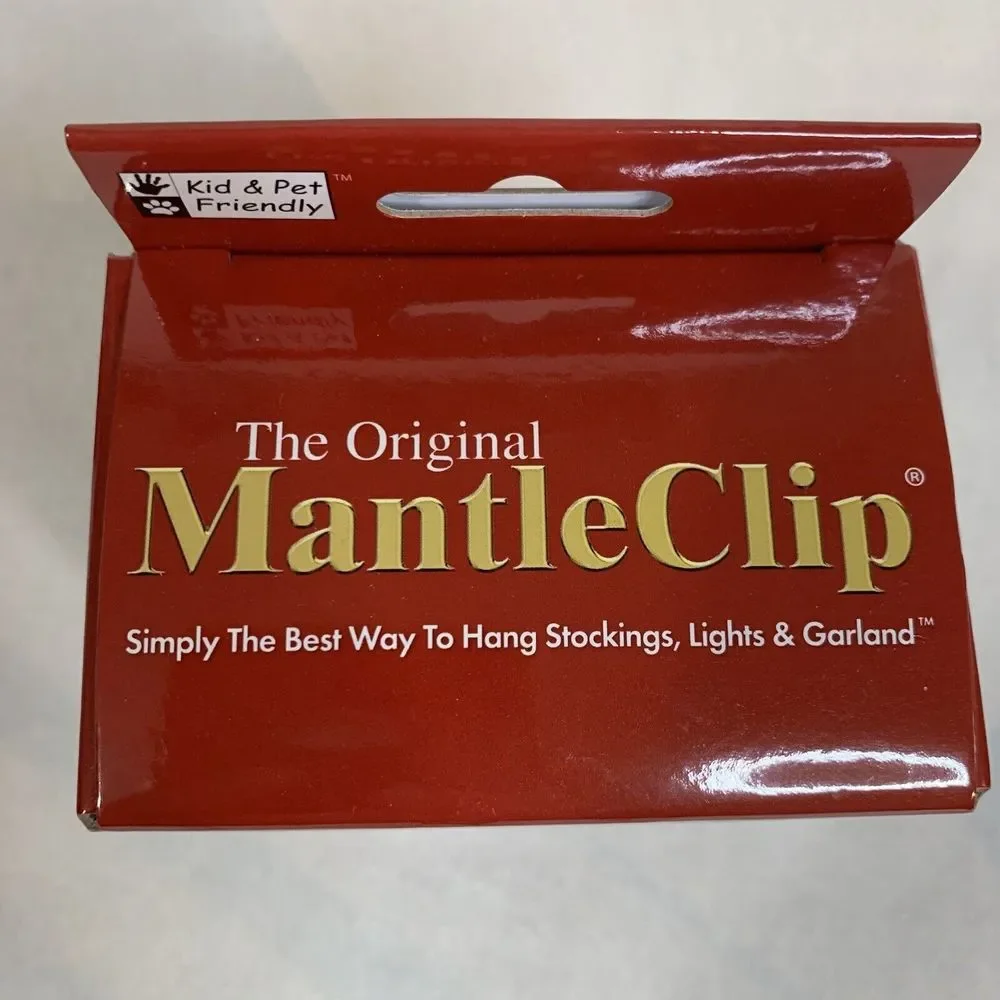 Mantle Clip The Original (2 In Box) Silver Black Gold Sturdy Stockings Holder